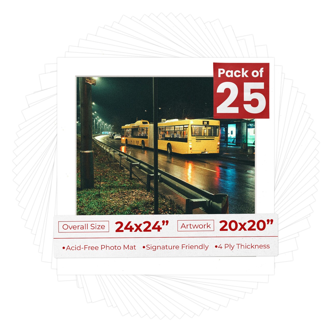 Off White Pebble Mat Board for 24x24 Frames - Fits 20x20 Photos